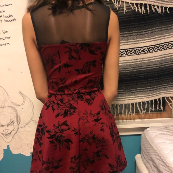 Black and red rose/ mesh dress - Picture 2 of 2